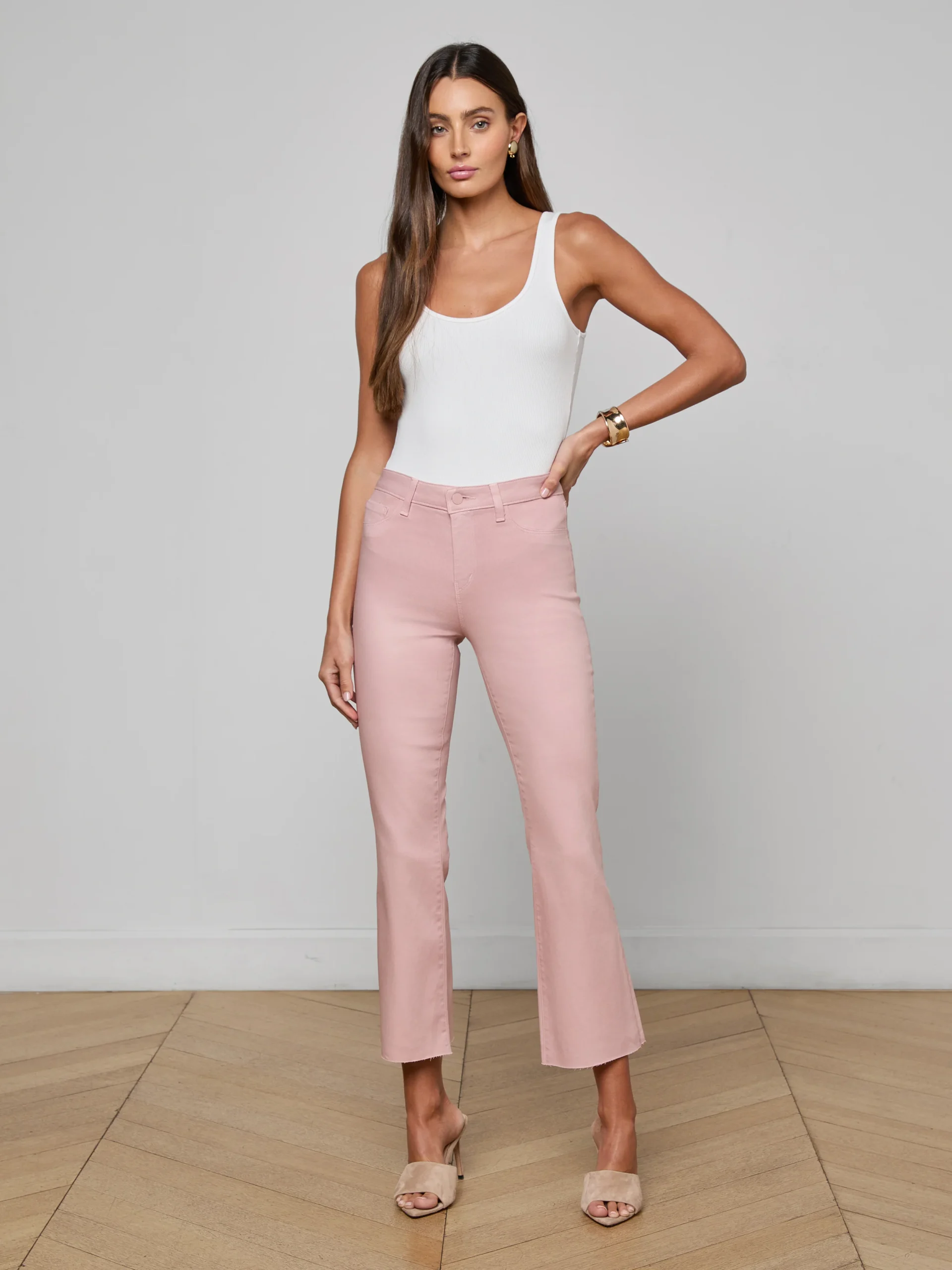 Kendra Coated Cropped Flare Jean