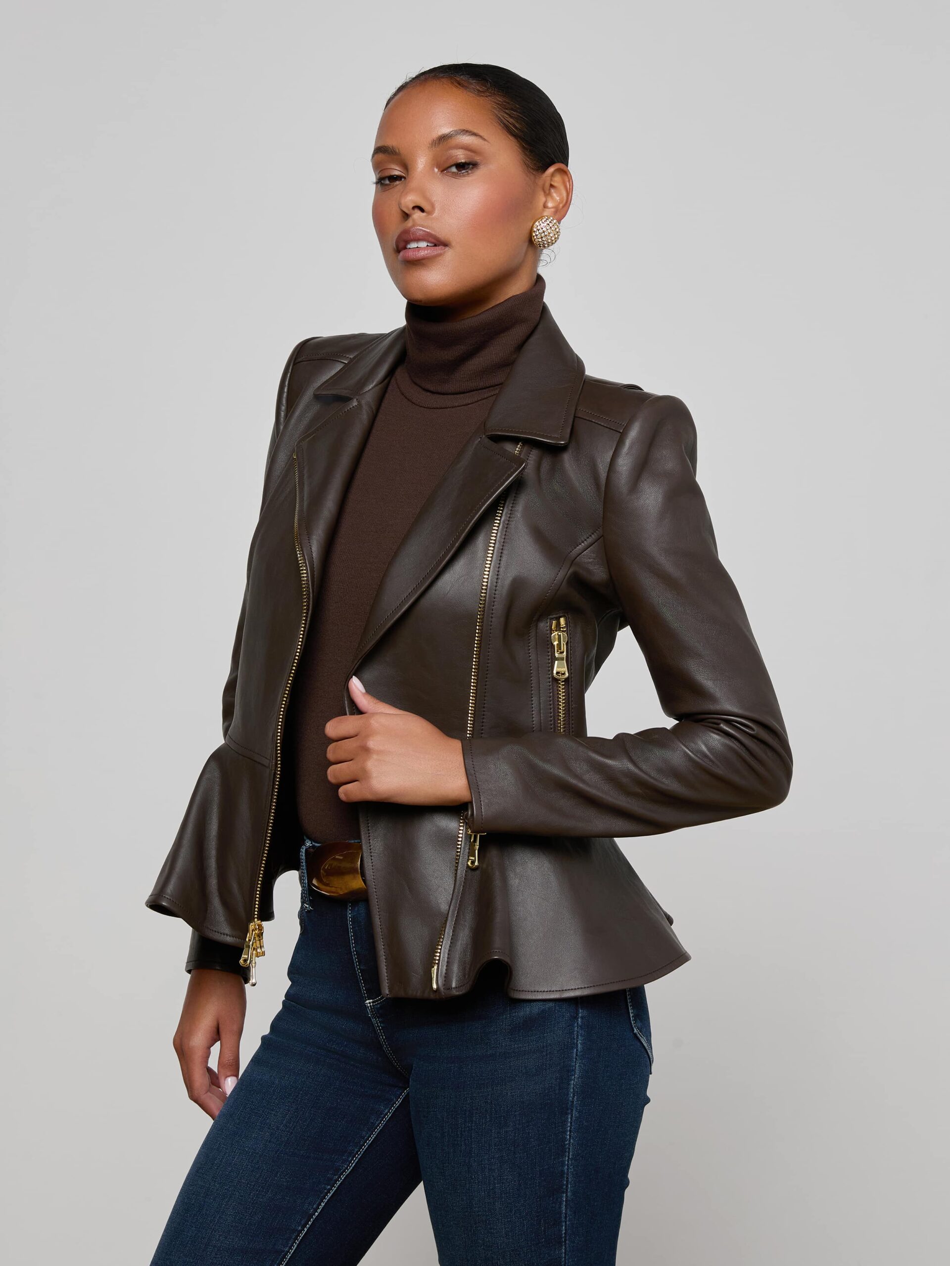Lyric Leather Peplum Jacket