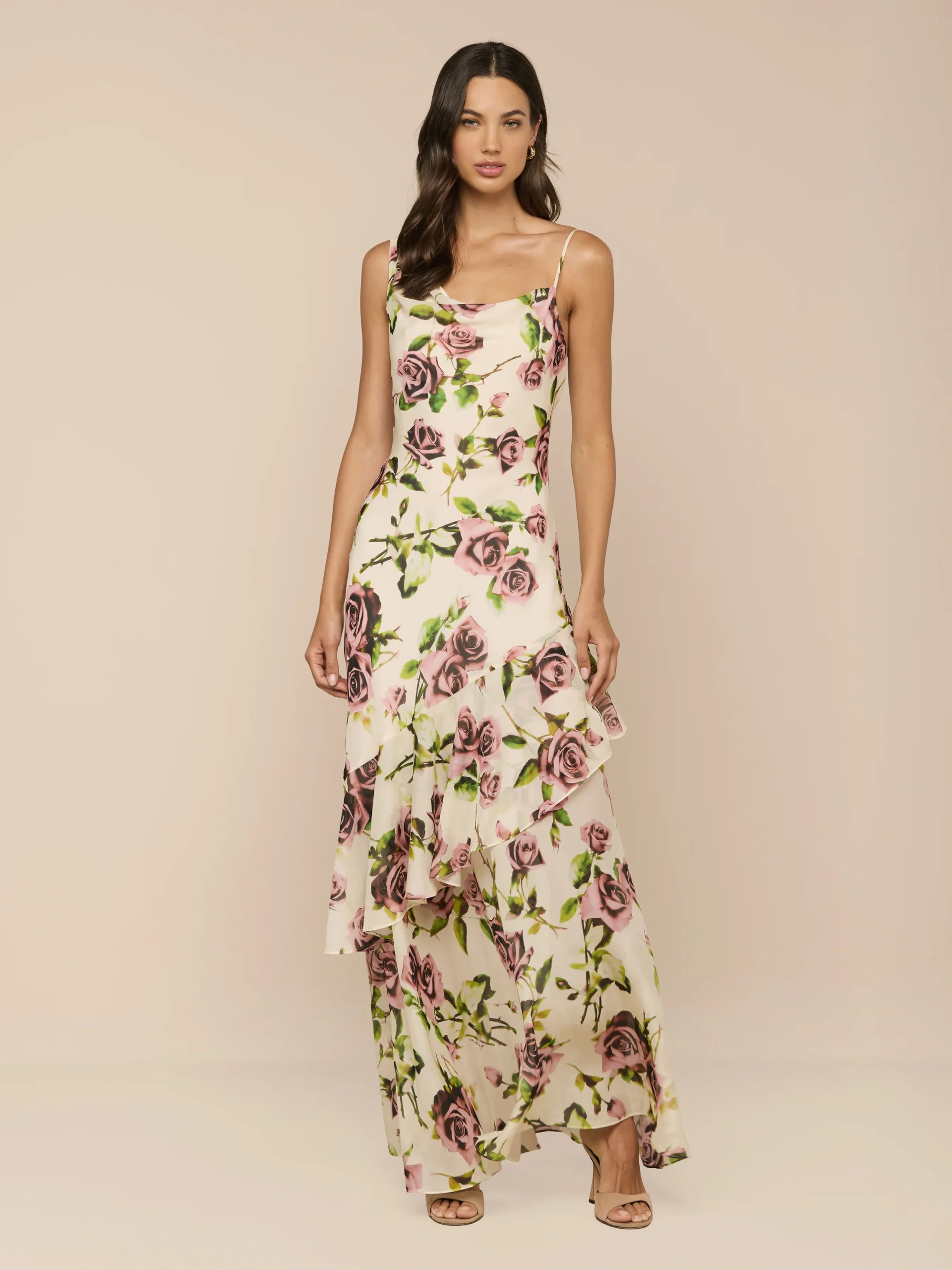 Viola Silk Cowl-Neck Gown