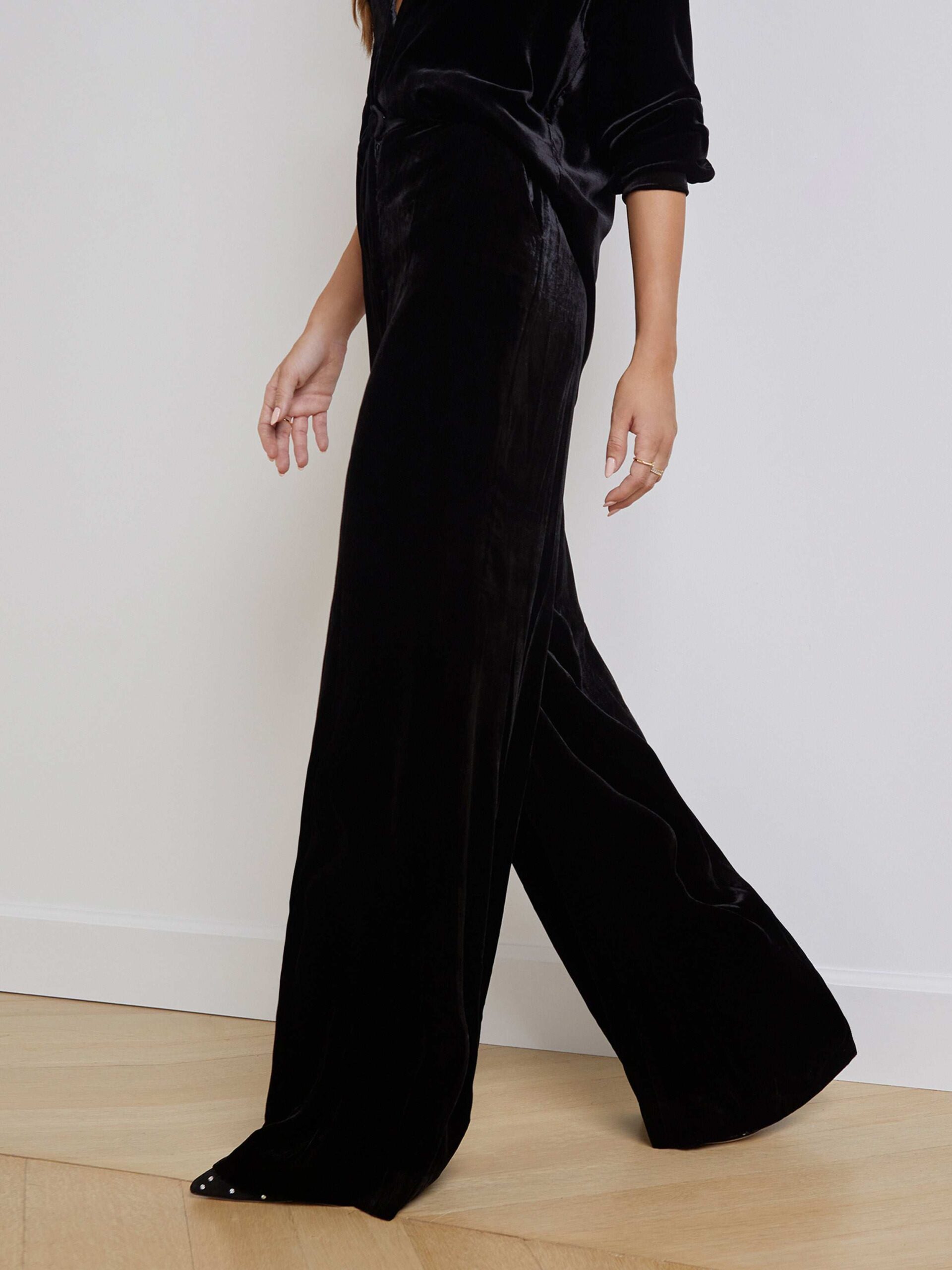 Pilar Velvet Wide-Leg Pant