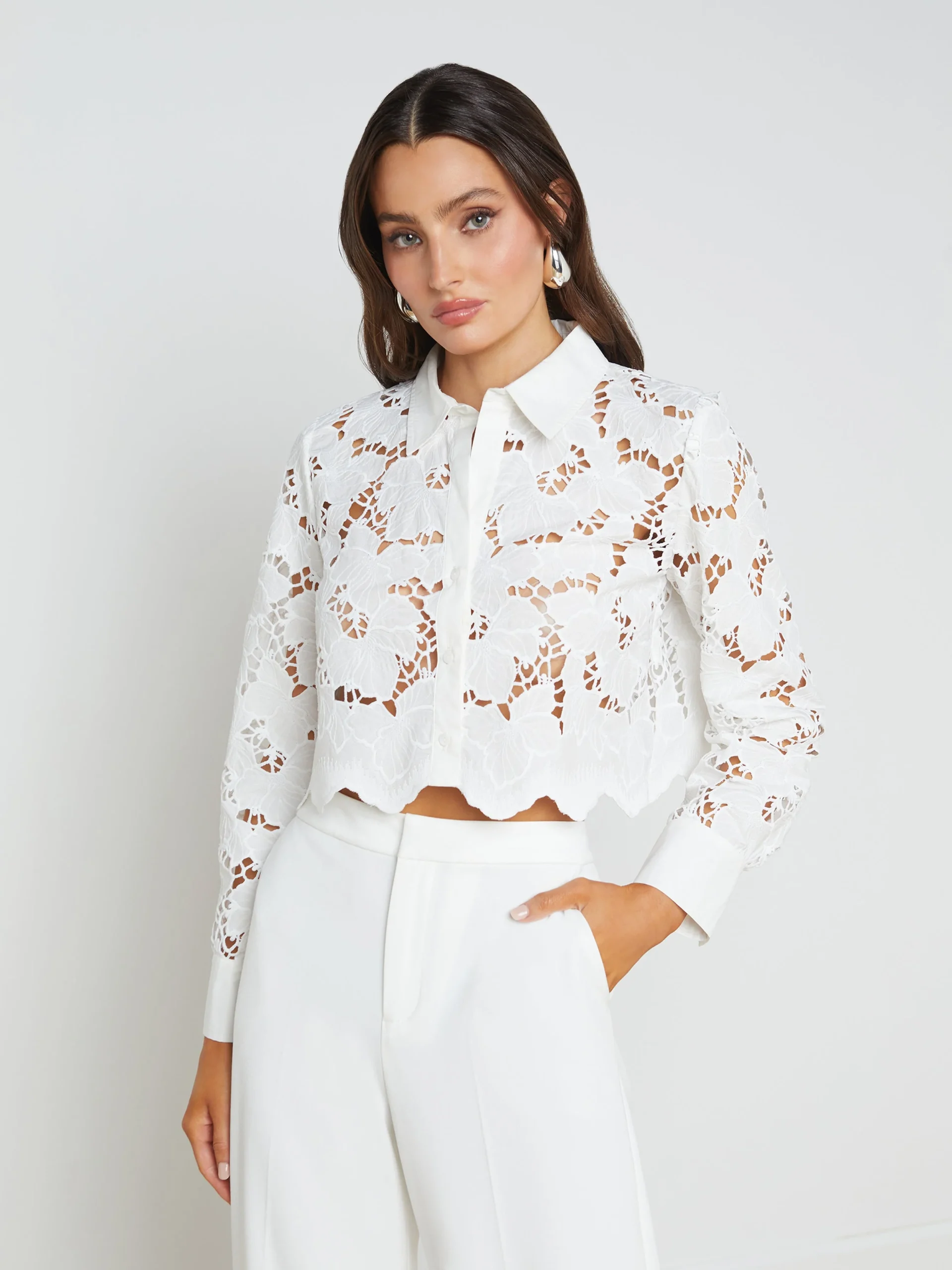 Seychelle Cropped Eyelet Blouse