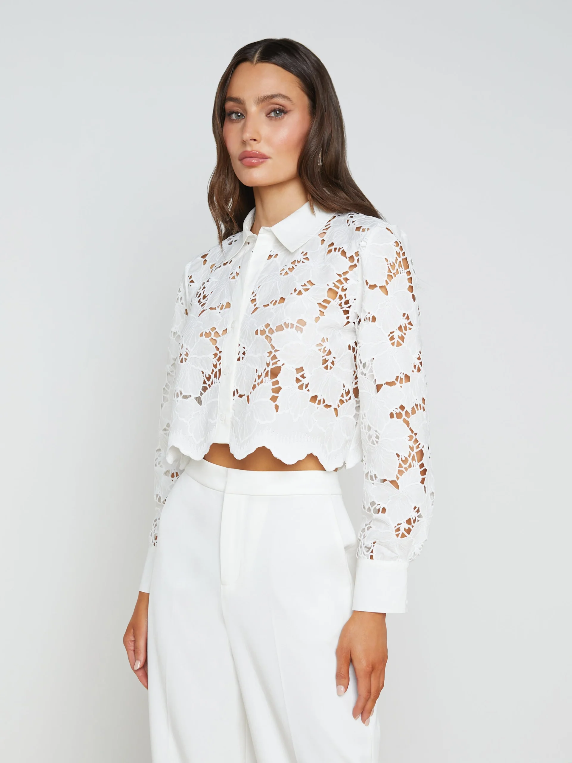 Seychelle Cropped Eyelet Blouse