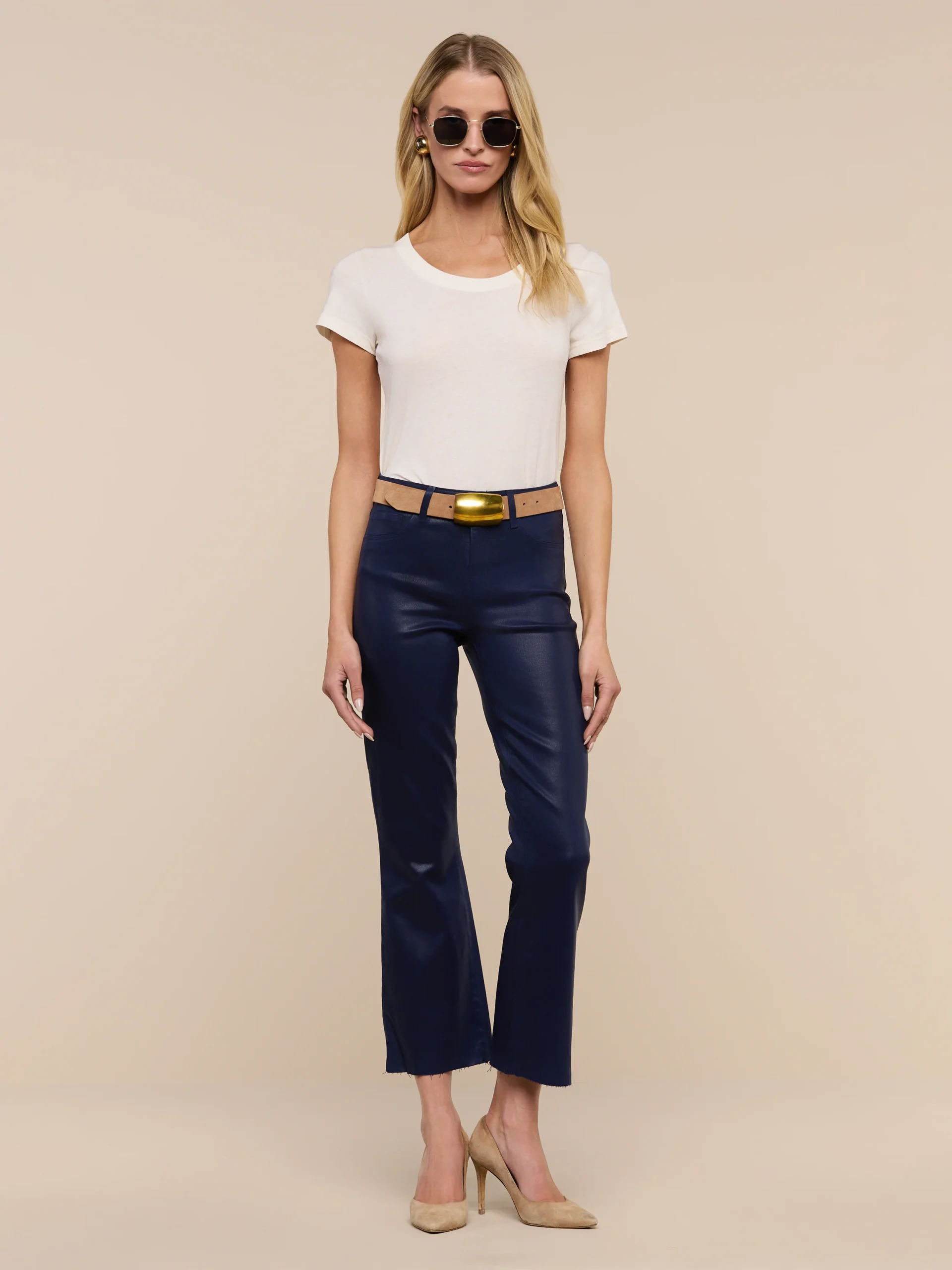 Kendra Coated Cropped Flare Jean