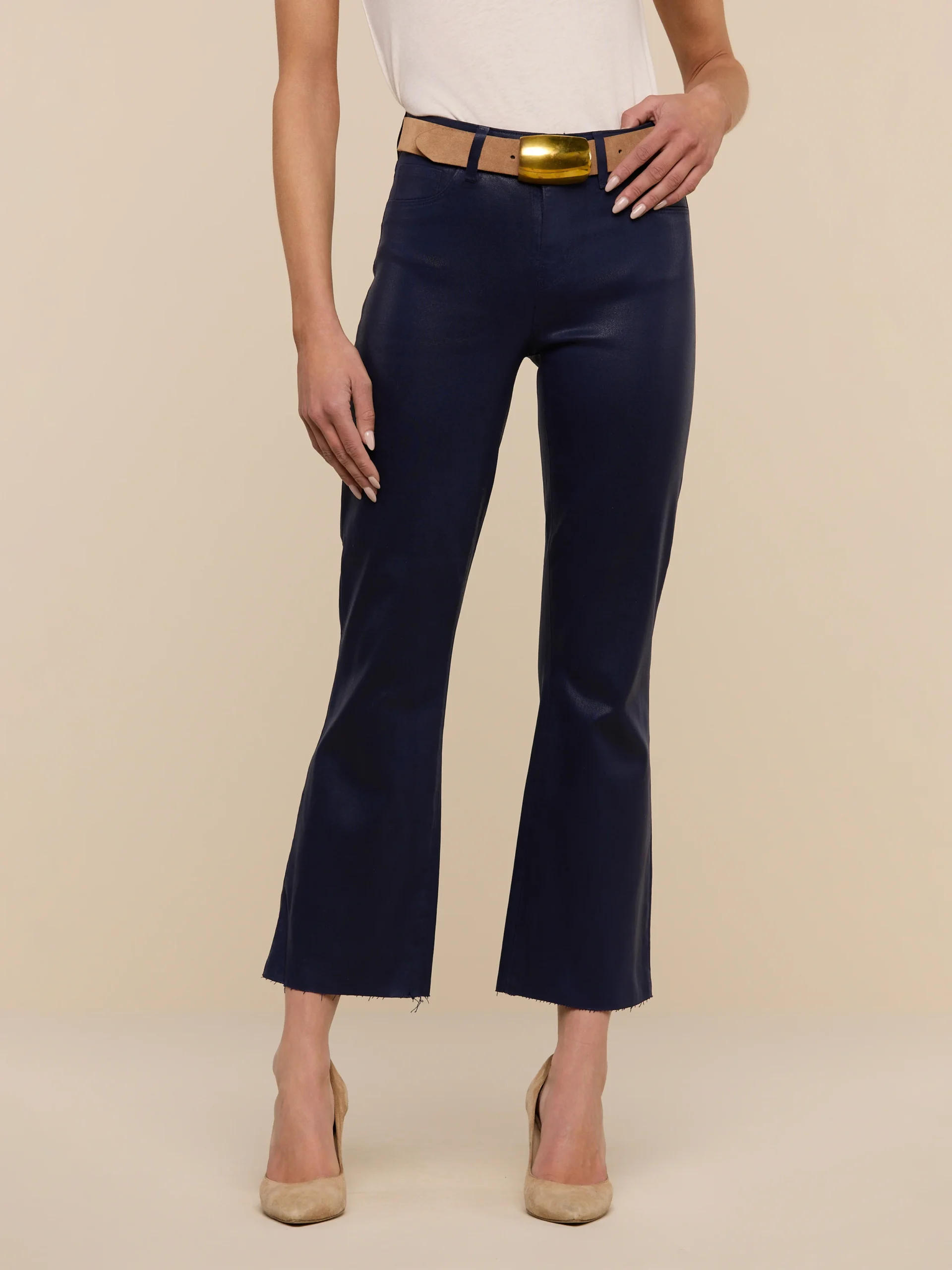 Kendra Coated Cropped Flare Jean