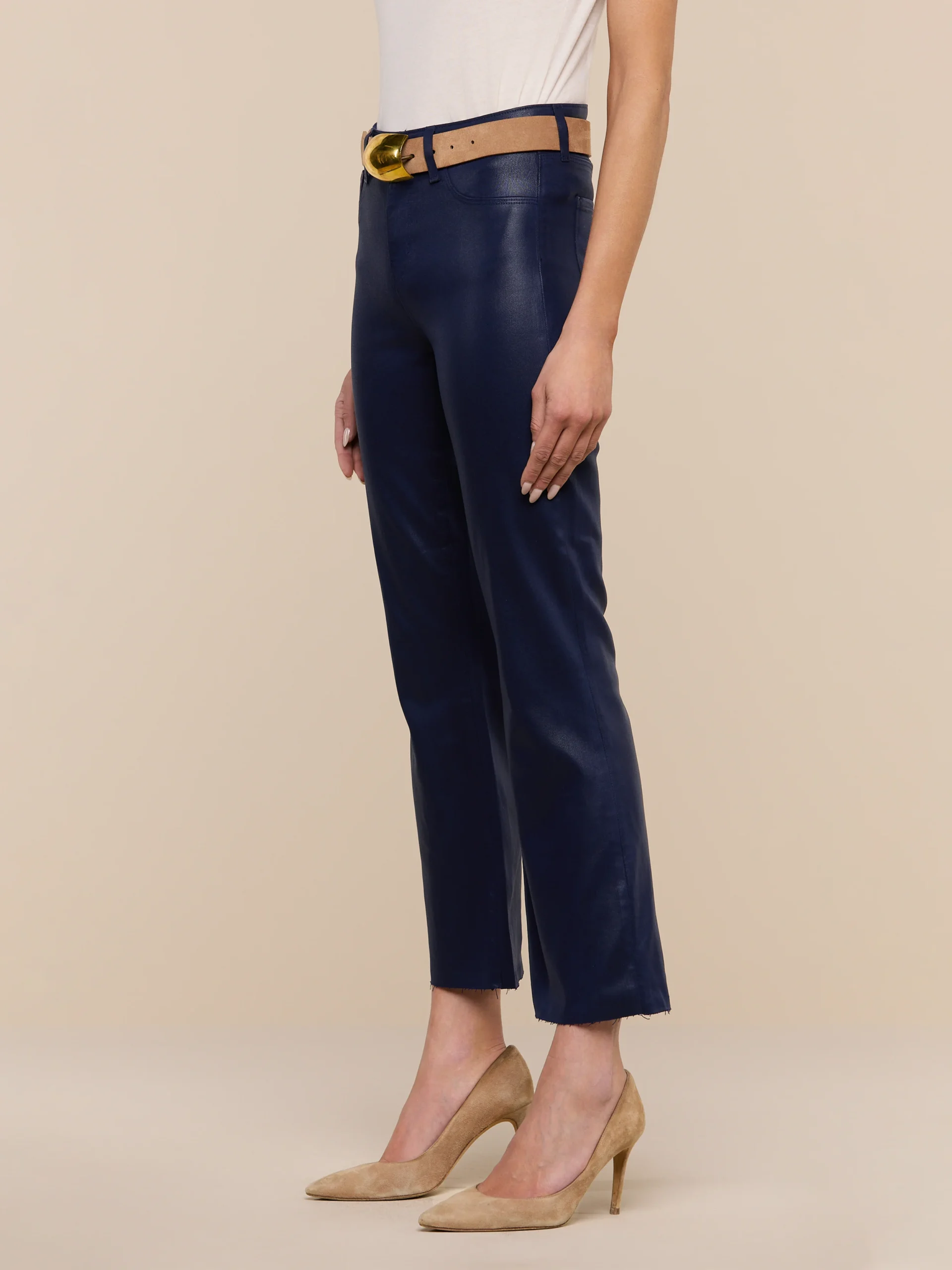 Kendra Coated Cropped Flare Jean