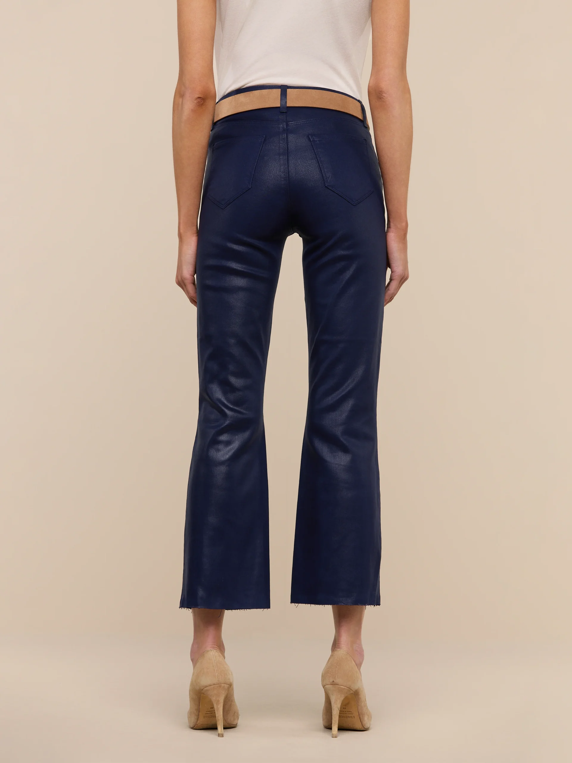Kendra Coated Cropped Flare Jean