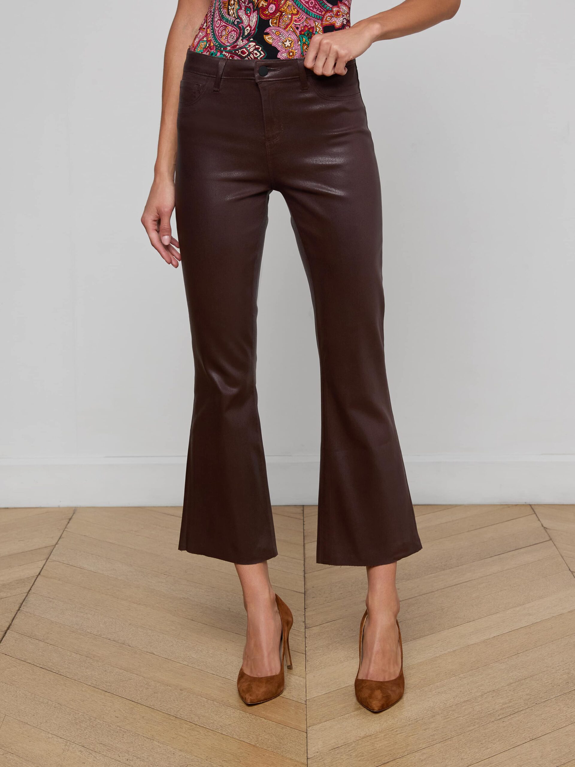Kendra Coated Cropped Flare Jean