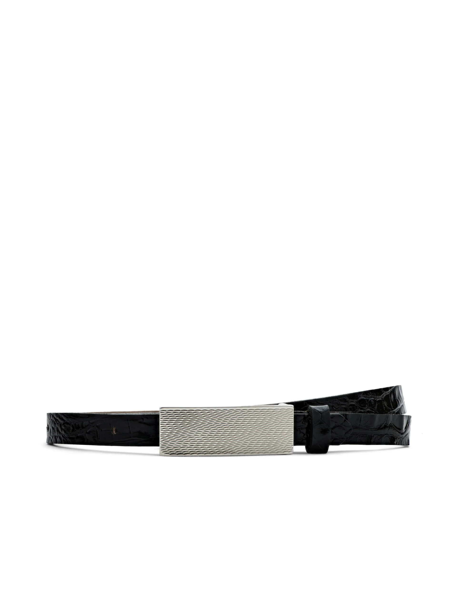 Elyse Croc-Embossed Leather Belt