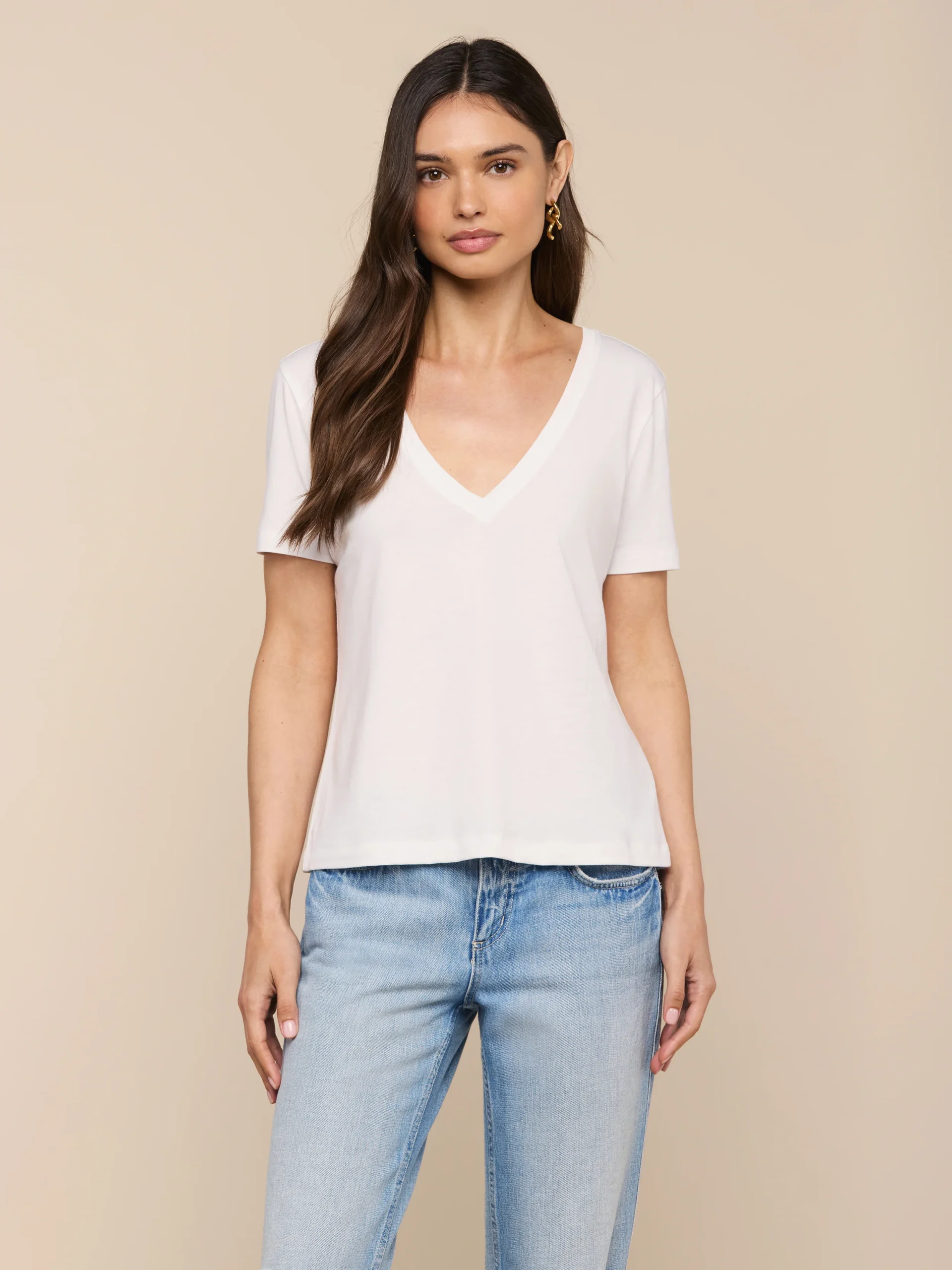 Brianna Cotton V-Neck Tee