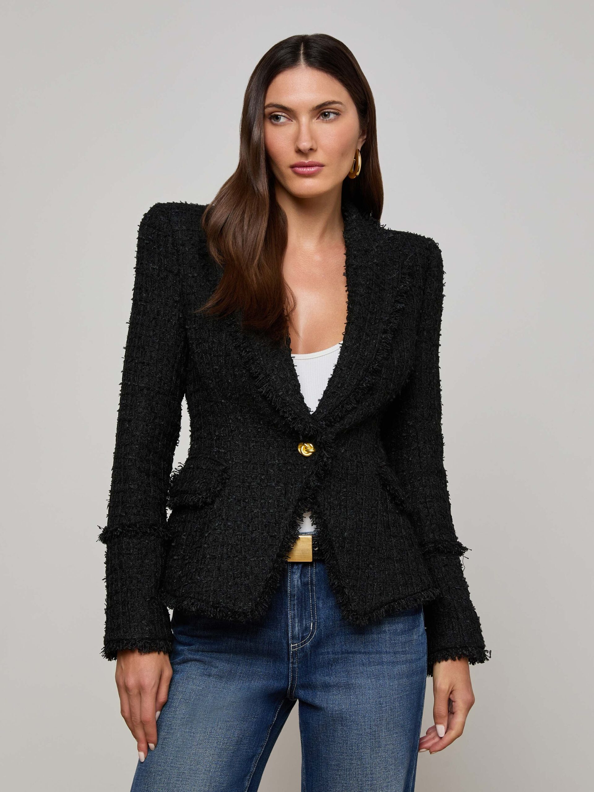 2859-kaisley-frayed-trim-blazer-1.jpg Kaisley Frayed Trim Blazer