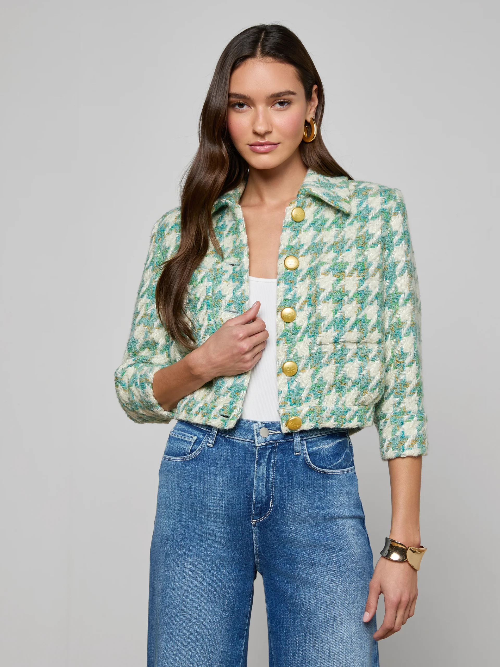 Jia Houndstooth Tweed Jacket