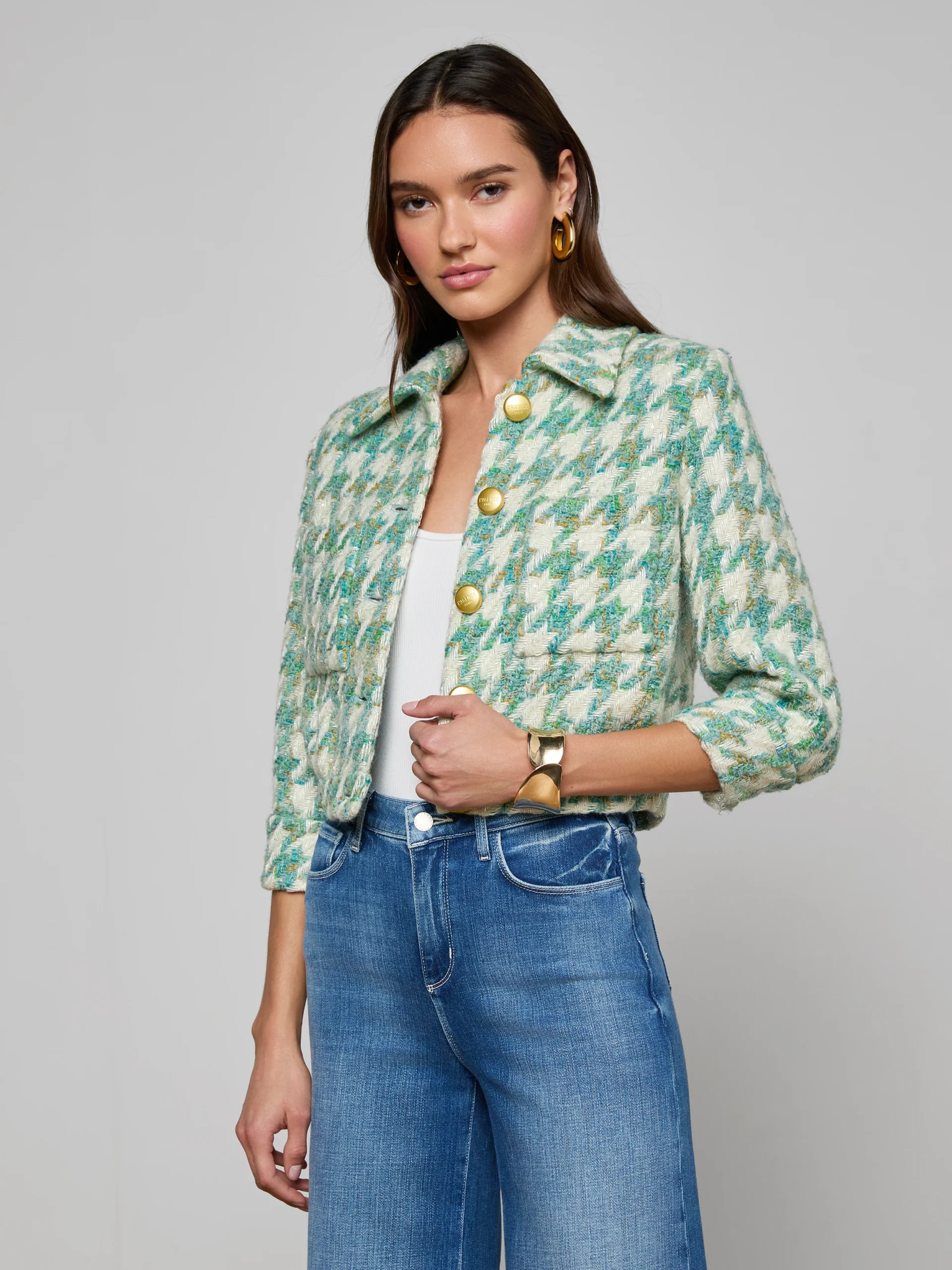Jia Houndstooth Tweed Jacket