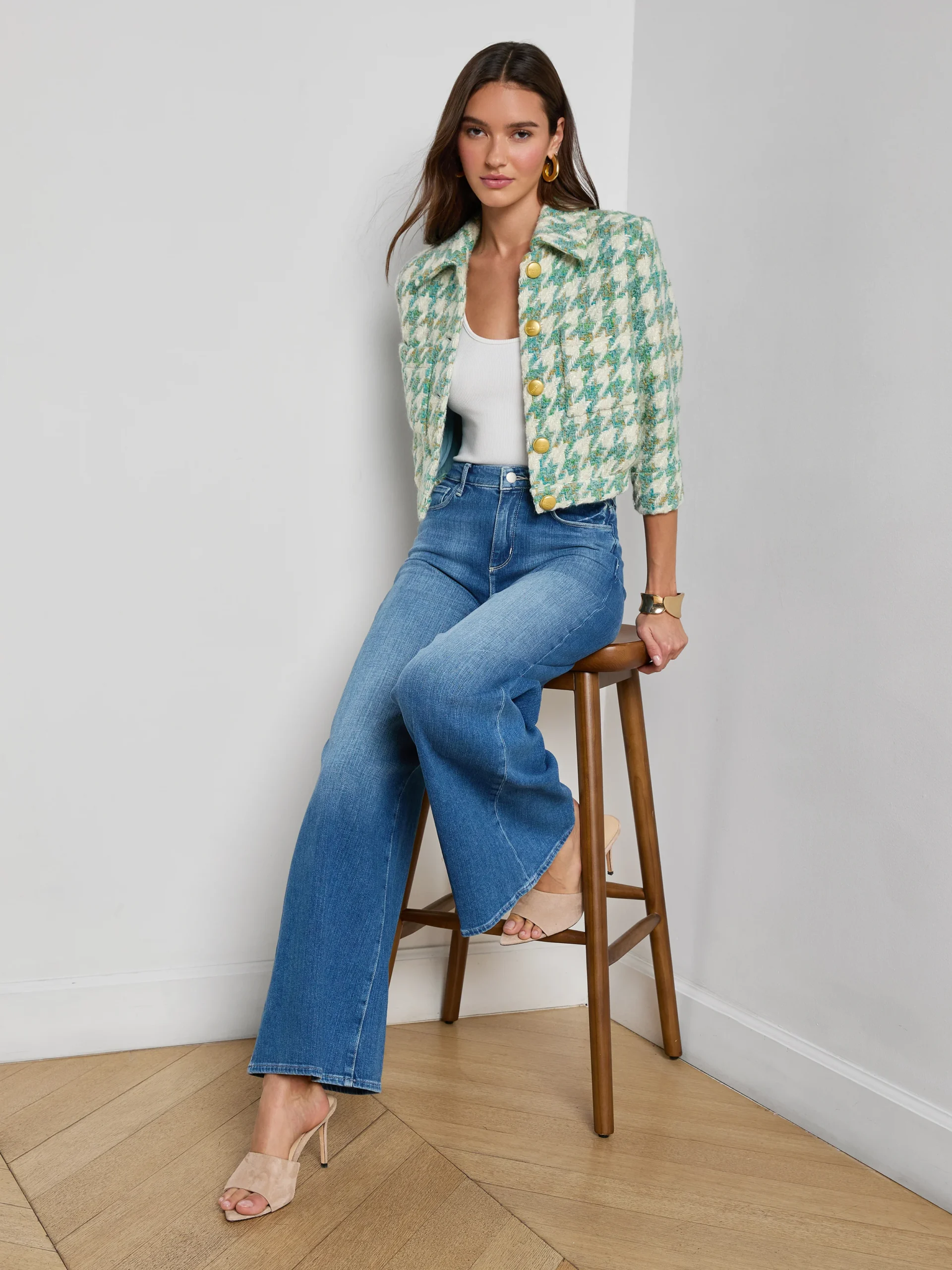 Jia Houndstooth Tweed Jacket