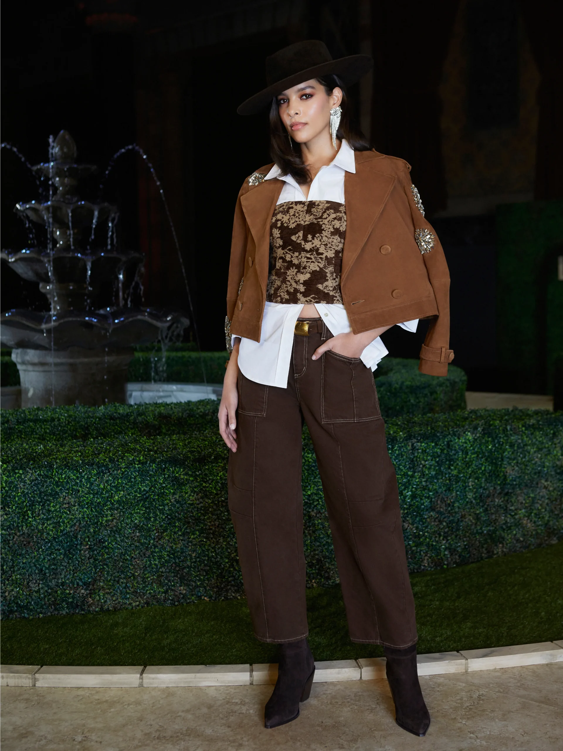 Xoey Cropped Crystal Trench Coat