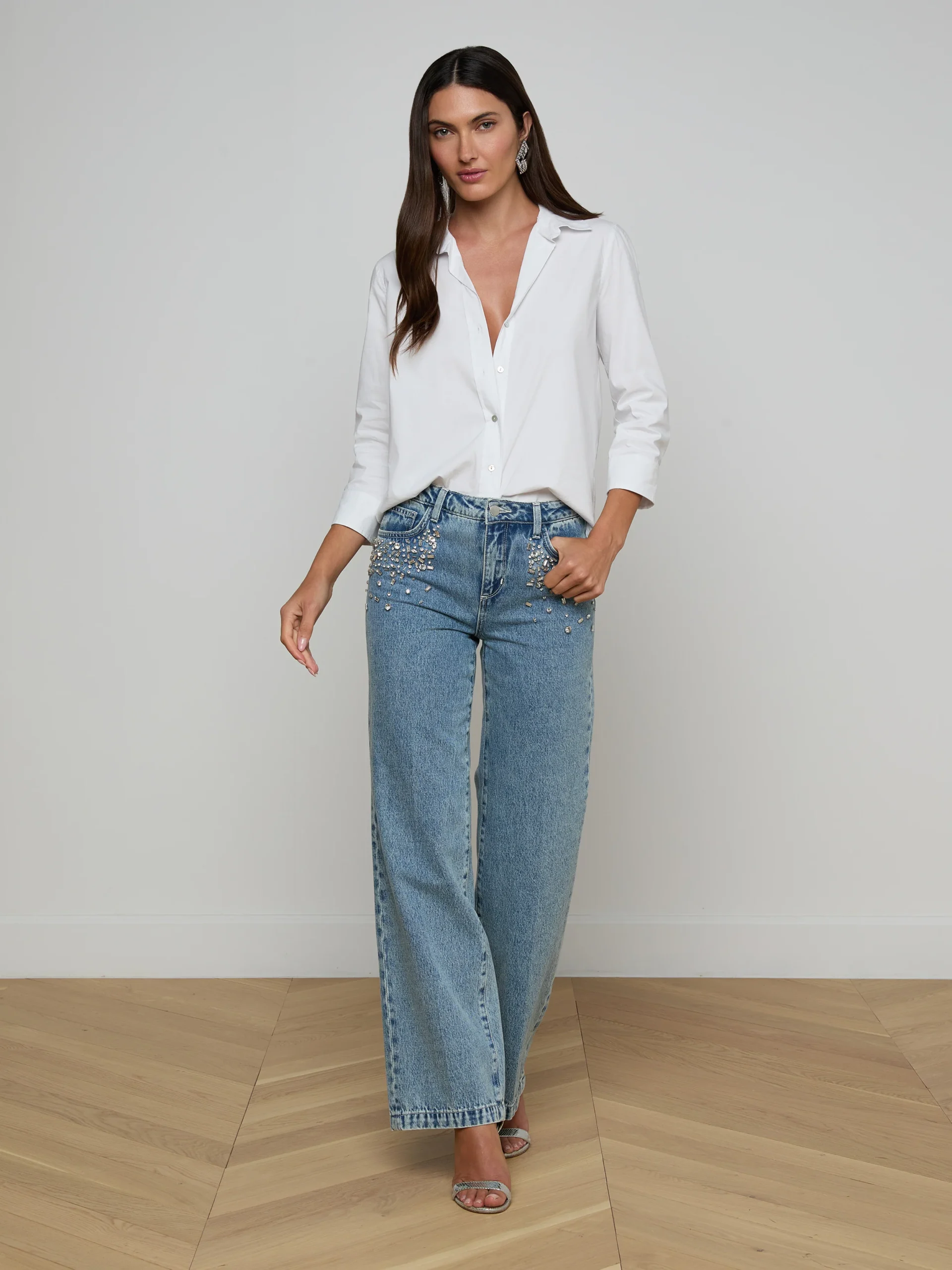 Scottie Embellished Wide-Leg Jean
