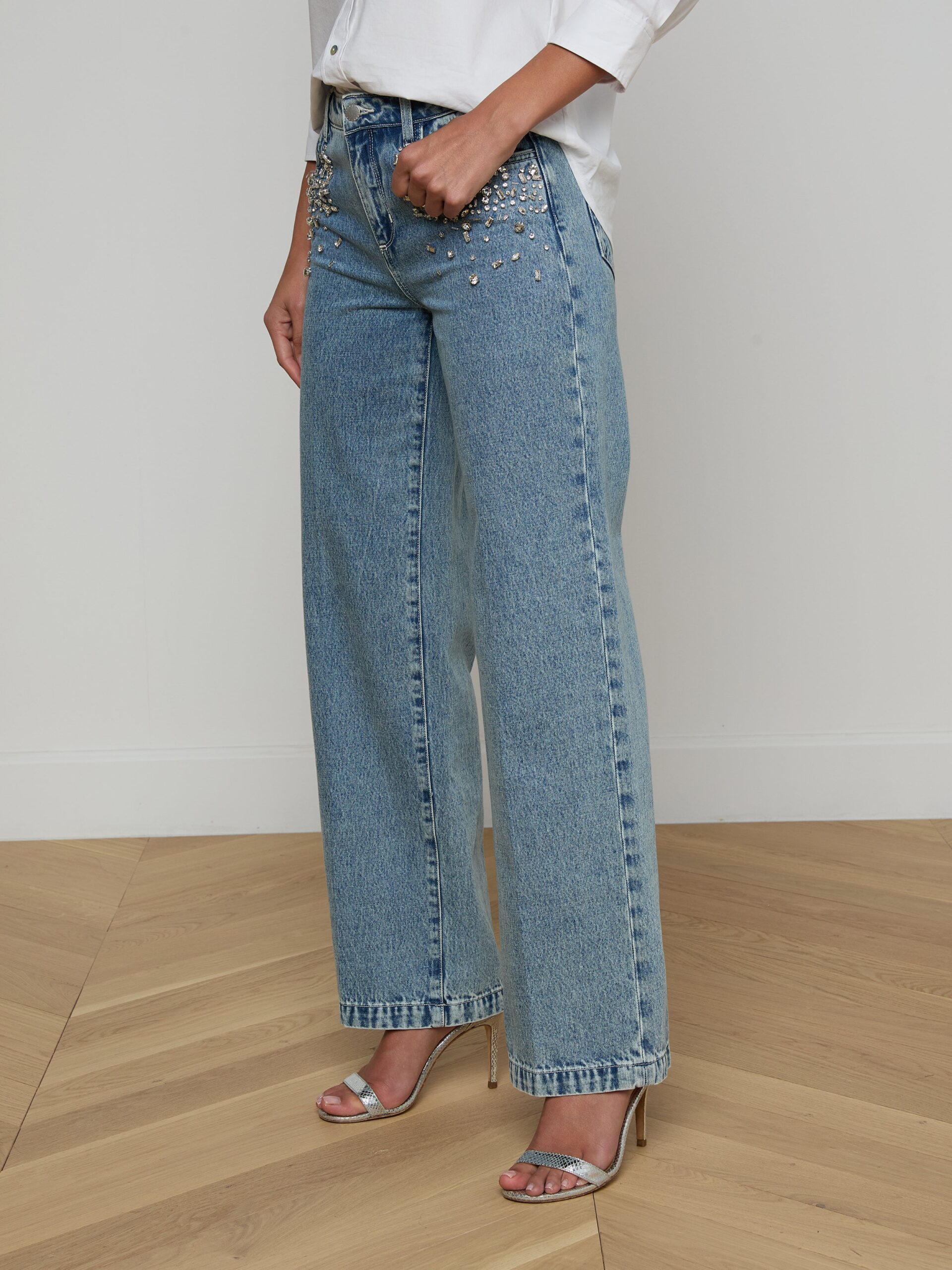 Scottie Embellished Wide-Leg Jean