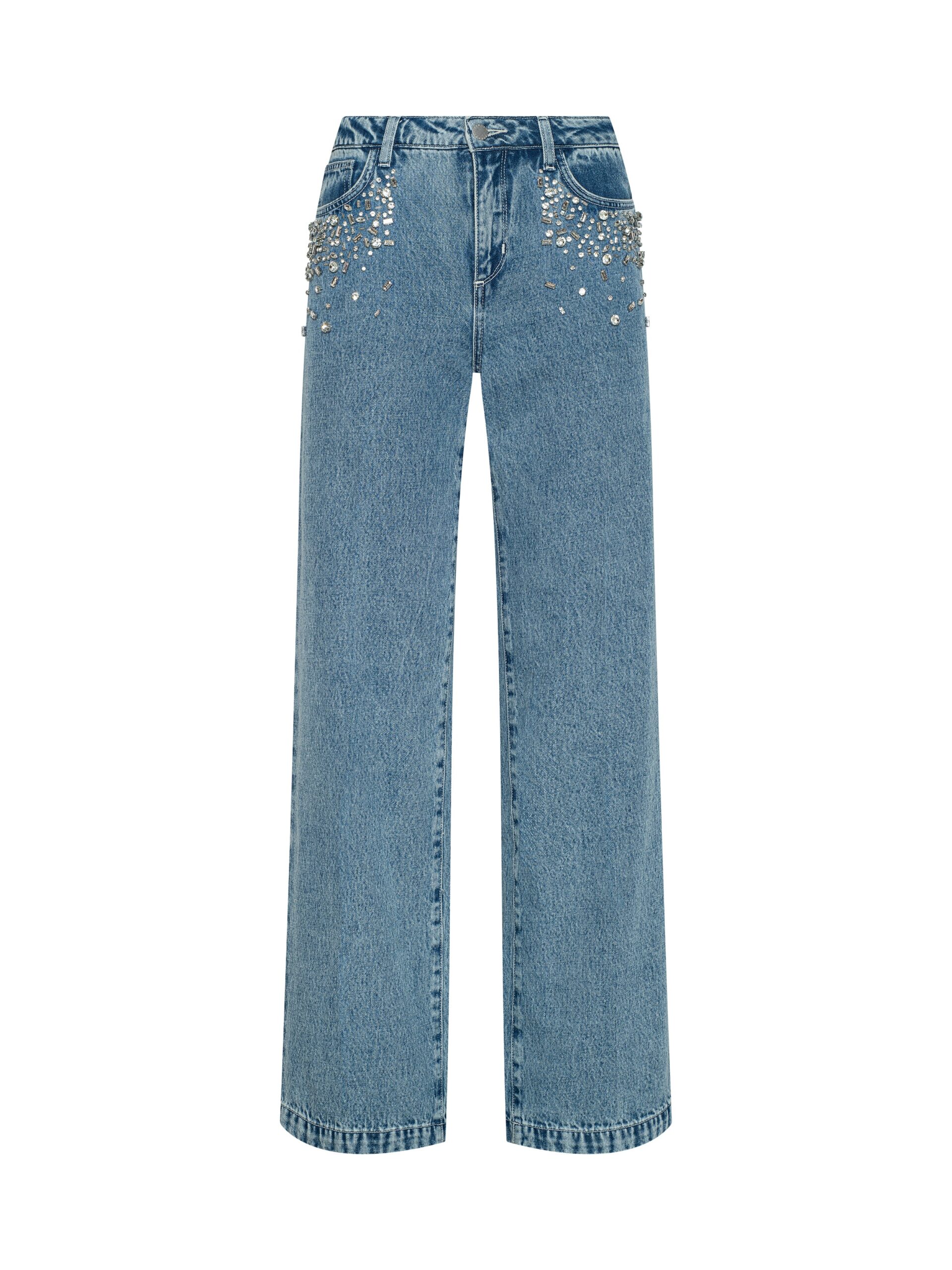 Scottie Embellished Wide-Leg Jean