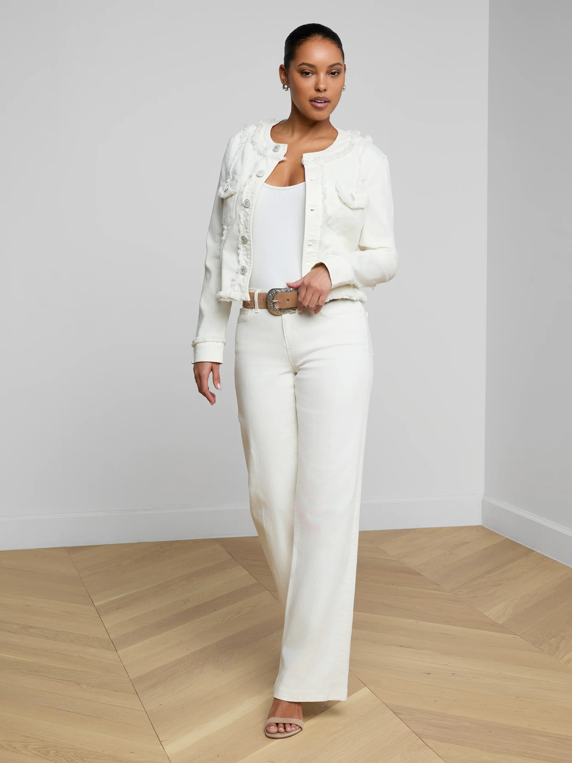 Yarin Collarless Fray Jacket