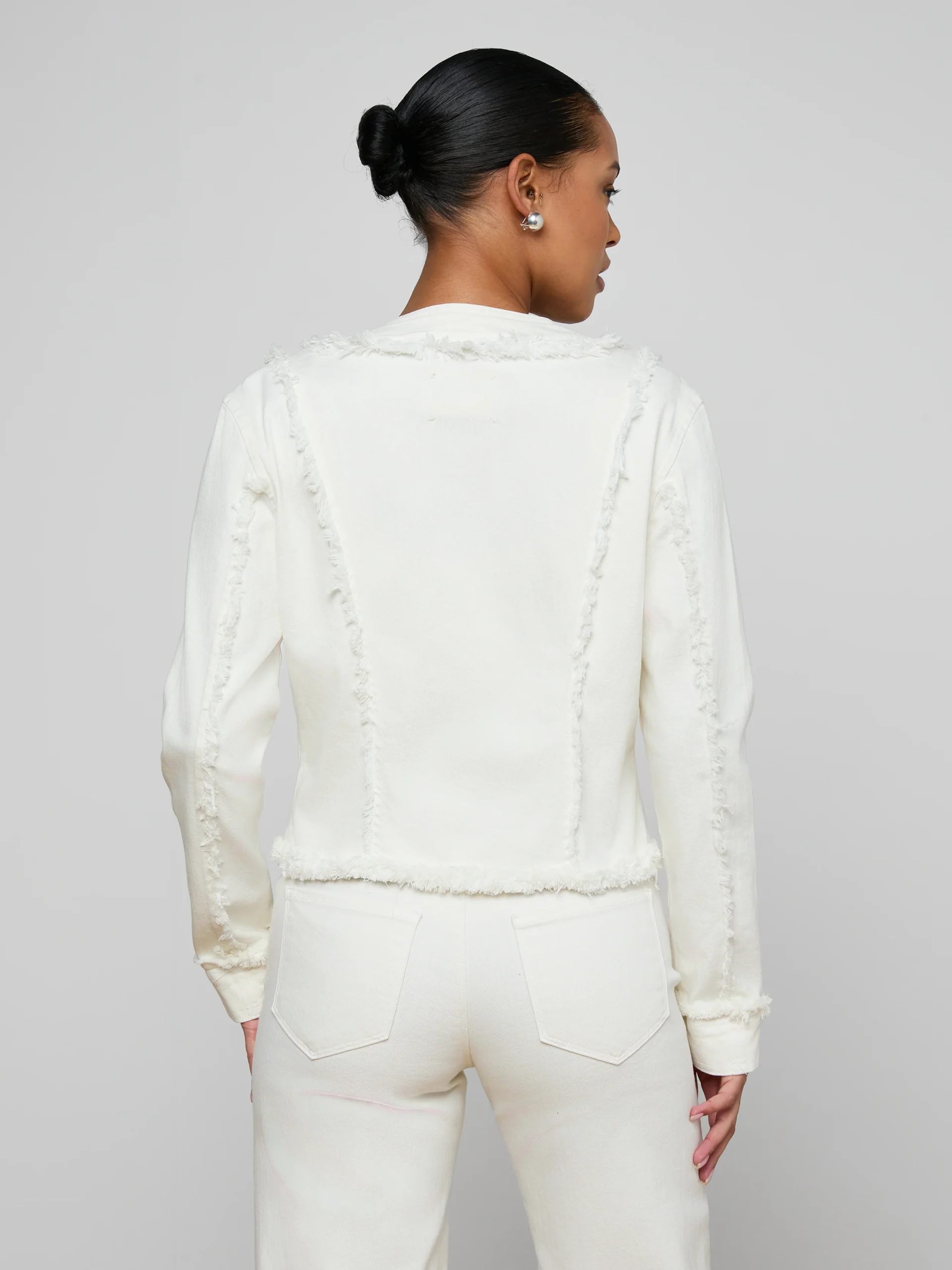 Yarin Collarless Fray Jacket