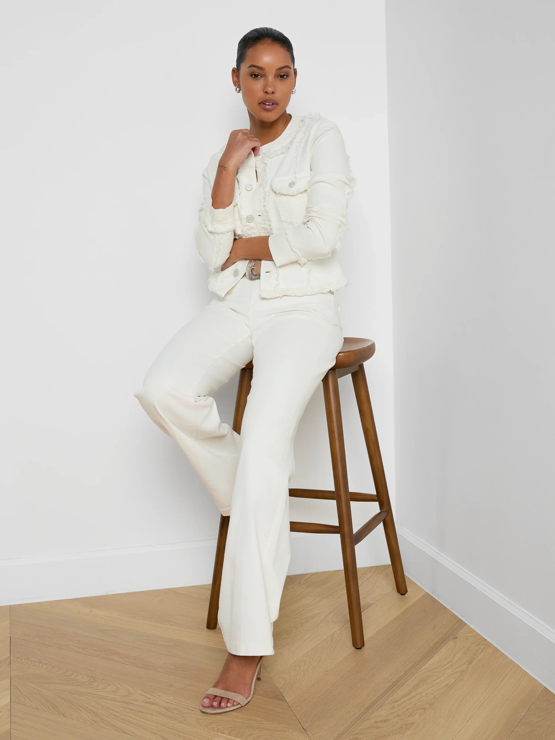 Yarin Collarless Fray Jacket