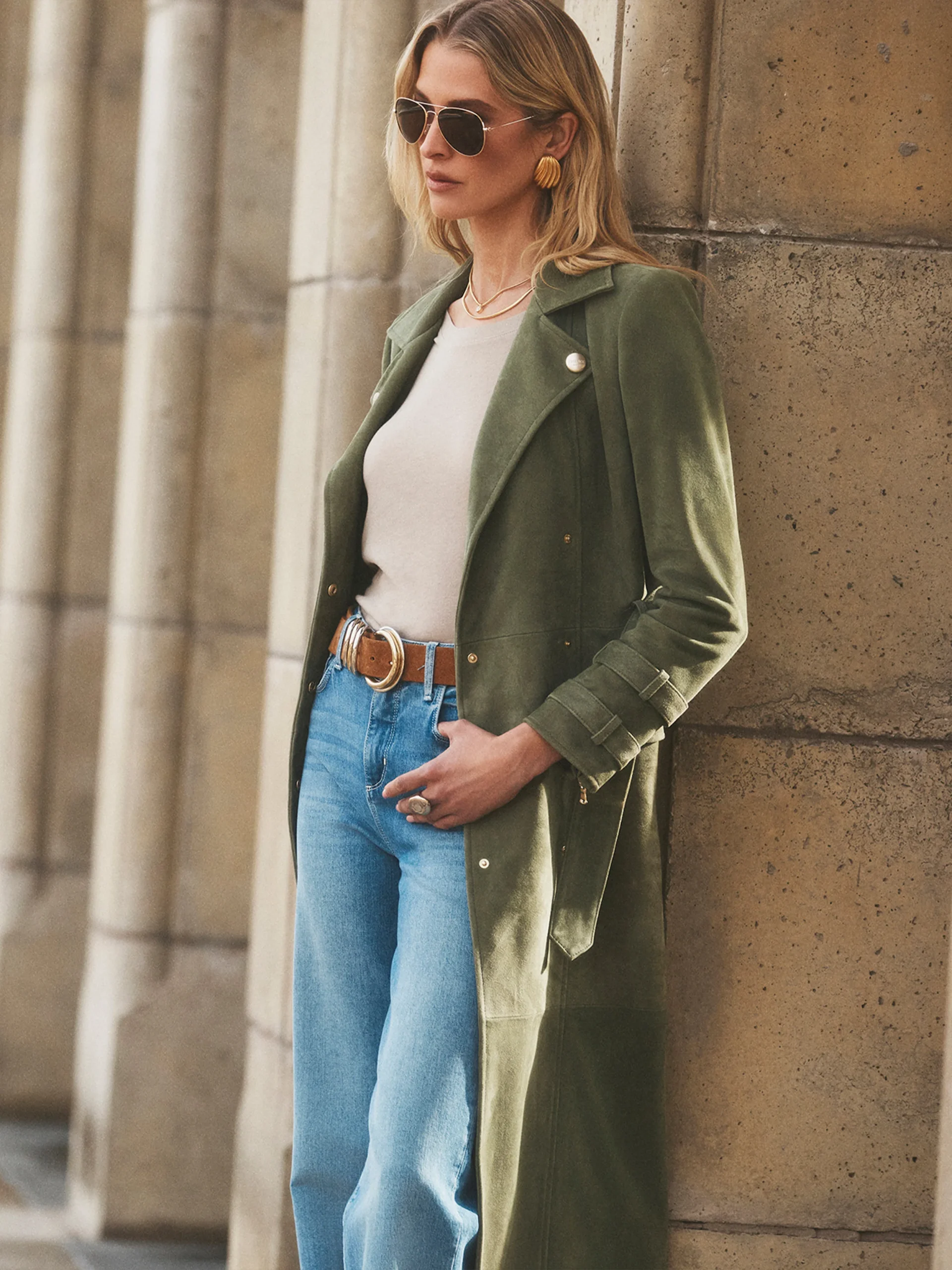 Celina Suede Trench Coat