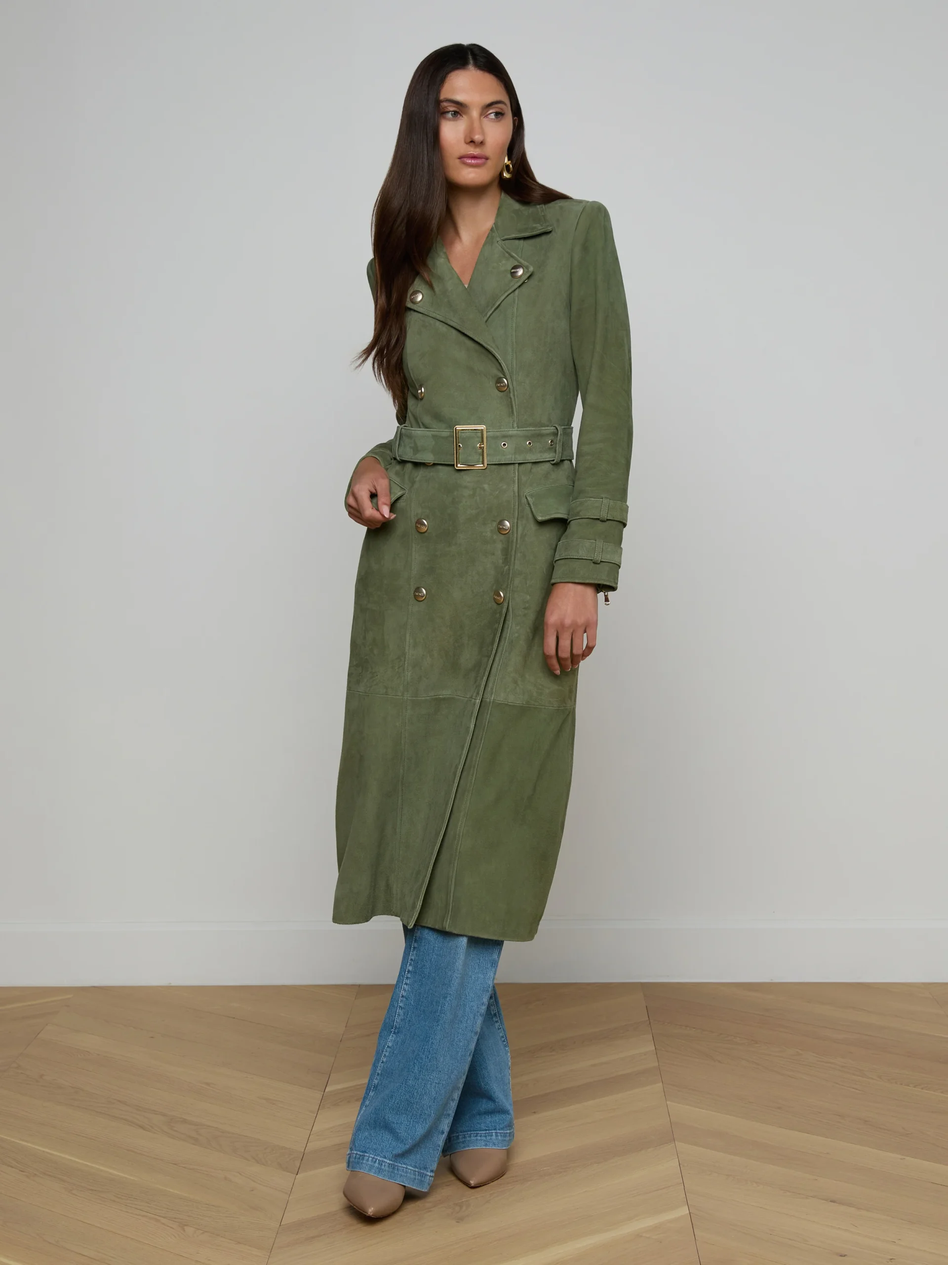 Celina Suede Trench Coat