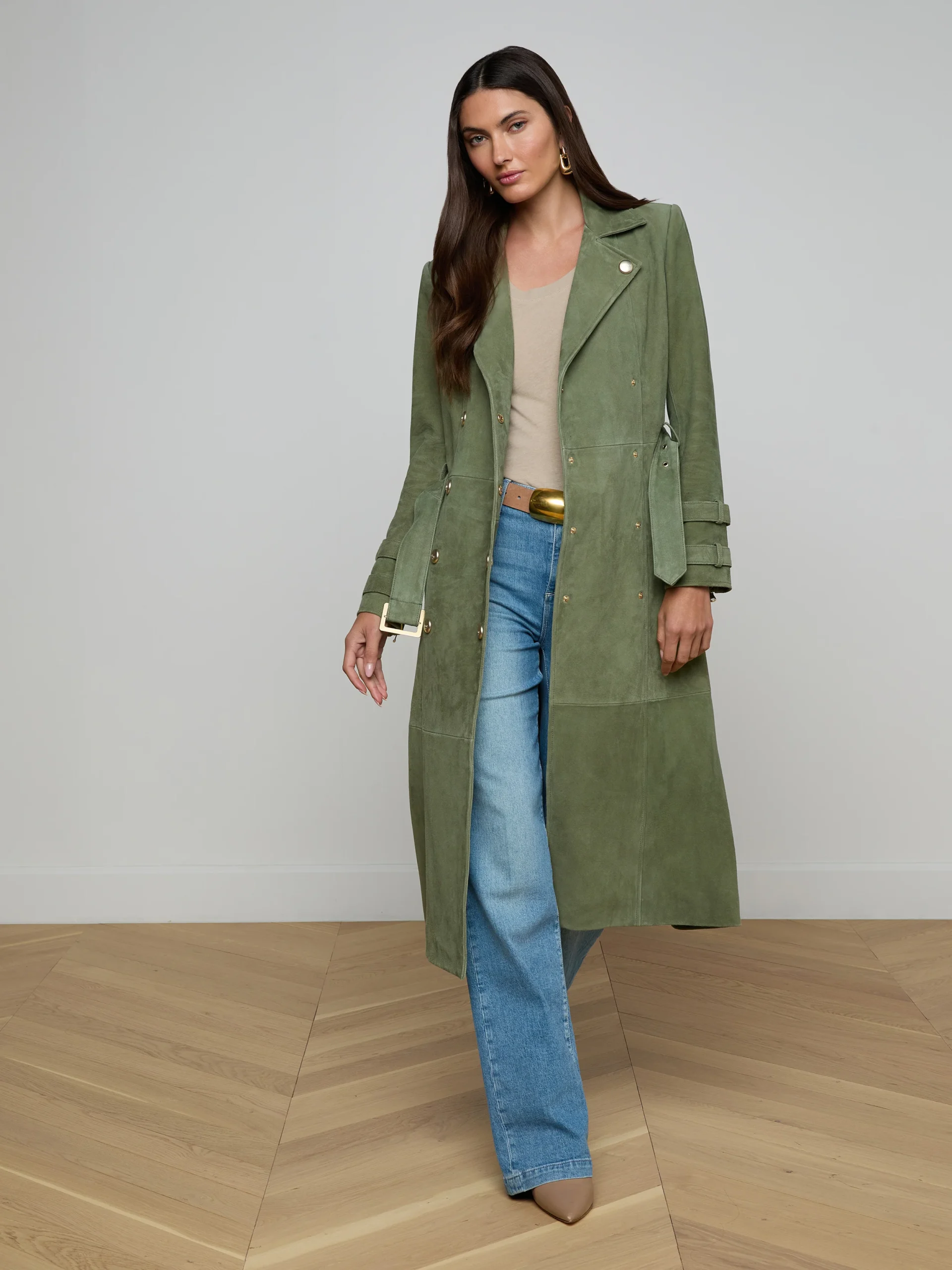 Celina Suede Trench Coat