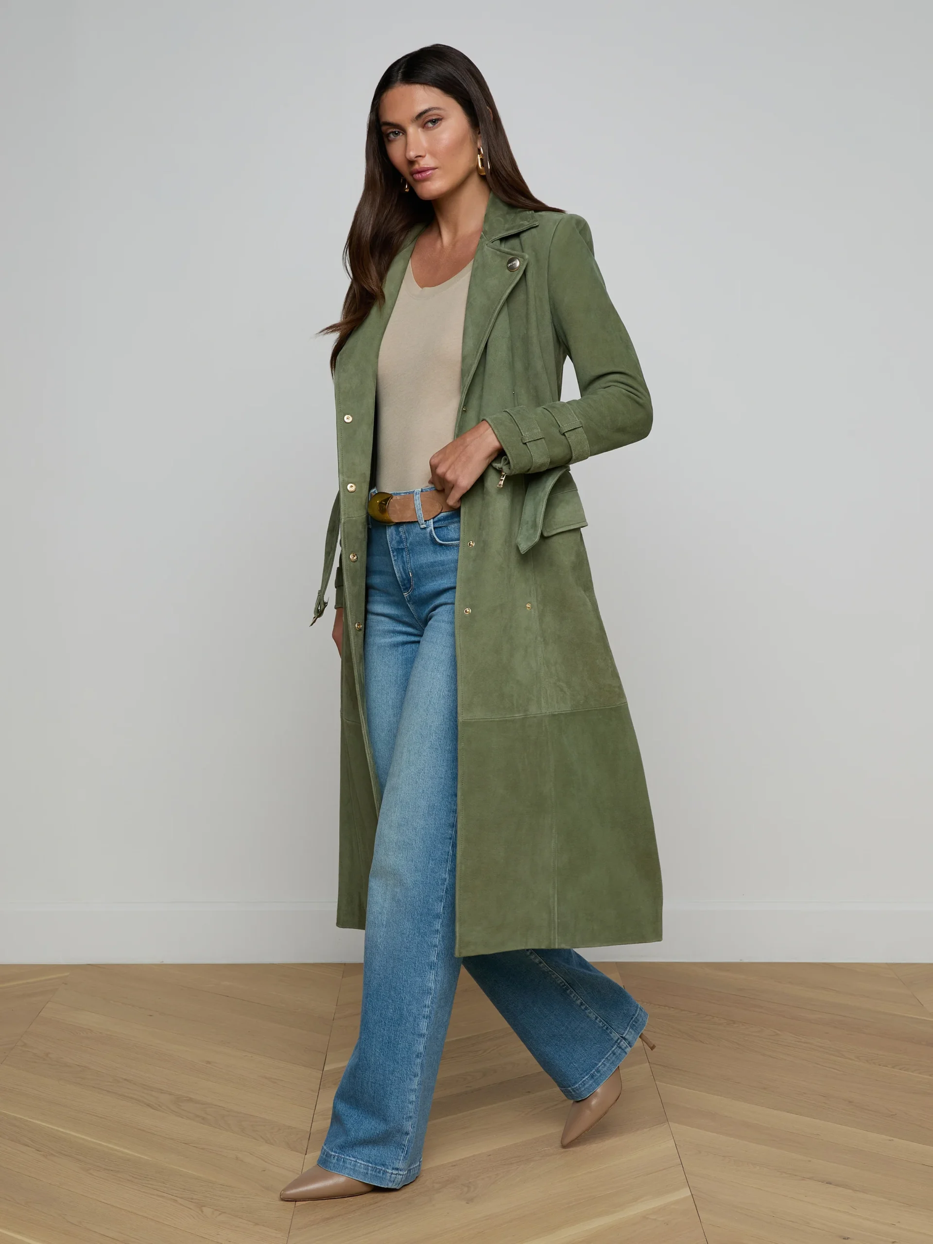 Celina Suede Trench Coat